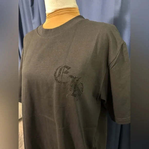 Hearts‎ Rhinestone Black Tee NWT Size Medium BEST QUALITY OUT THERE - Picture 4 of 6